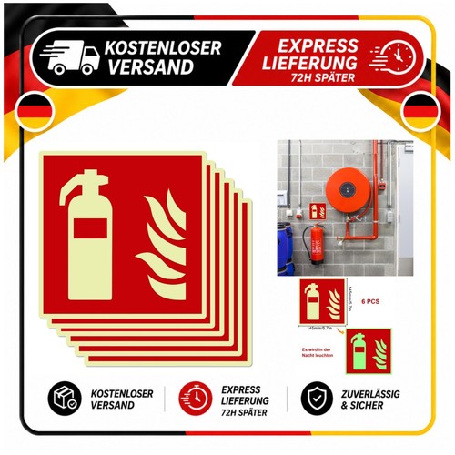 Feuerlöscher schild pvc - 6x,