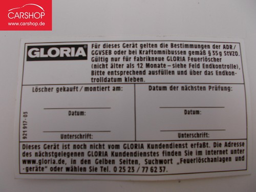 Gloria feuerlöscher schild - feuerlöscher,
